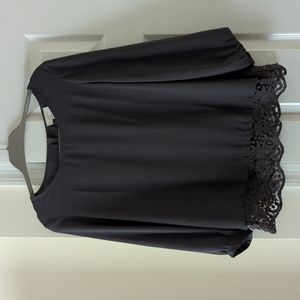 Loft Grey Blouse with Lace Detail